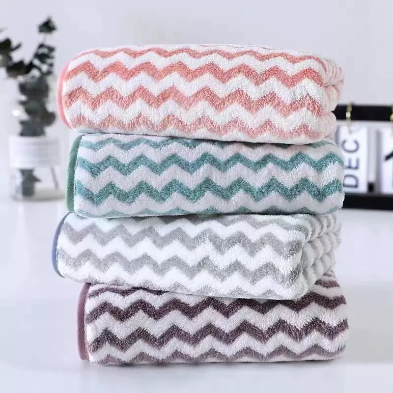 水波纹珊瑚绒毛巾吸水洗脸30*70礼品浴巾套装批发亲肤柔软速干