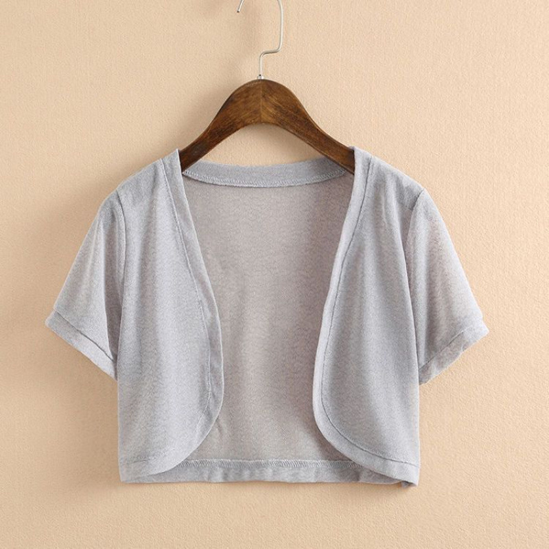 女性用小さなショール、夏用シフォン日焼け止め服、空調シャツ、薄手コート、小さなチョッキ、大きいサイズ、万能カーディガン、ショートスタイル|undefined