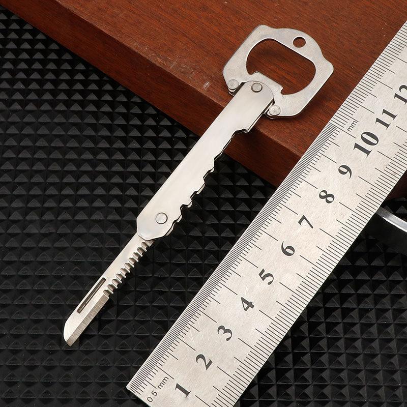批发不锈钢袖珍便携式钥匙刀开瓶器户外登山防身礼品多功能小刀