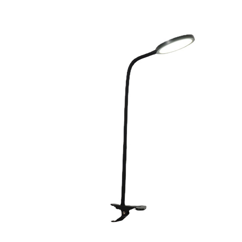 led可调幅度三档调光扁圆灯罩床头书桌卧室夹灯 简约护眼阅读台灯