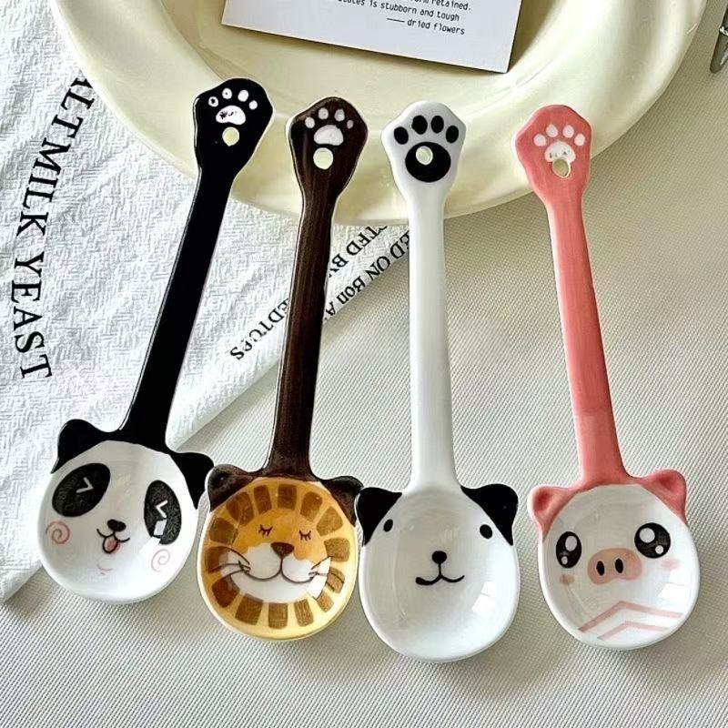 Cucharas de dibujos animados cucharas de cerámica cucharas caseras cucharas de bebés cucharas de comida cucharas de niños dulces lindos