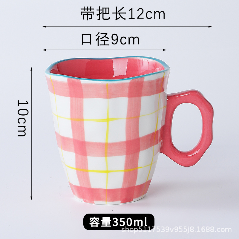 Inswind mano pequeña fresca flor cerámica pintada a mano creativa mano regalo taza de marca esmaltada taza de café de color leche