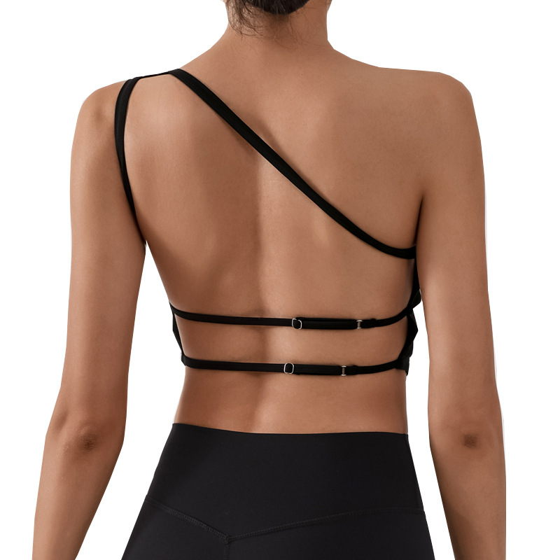 Europa y América comercio exterior transfronterizo nuevo chaleco de yoga mujer belleza de espalda sexy con cojín de pecho sensación desnuda de ejercicio eslingas