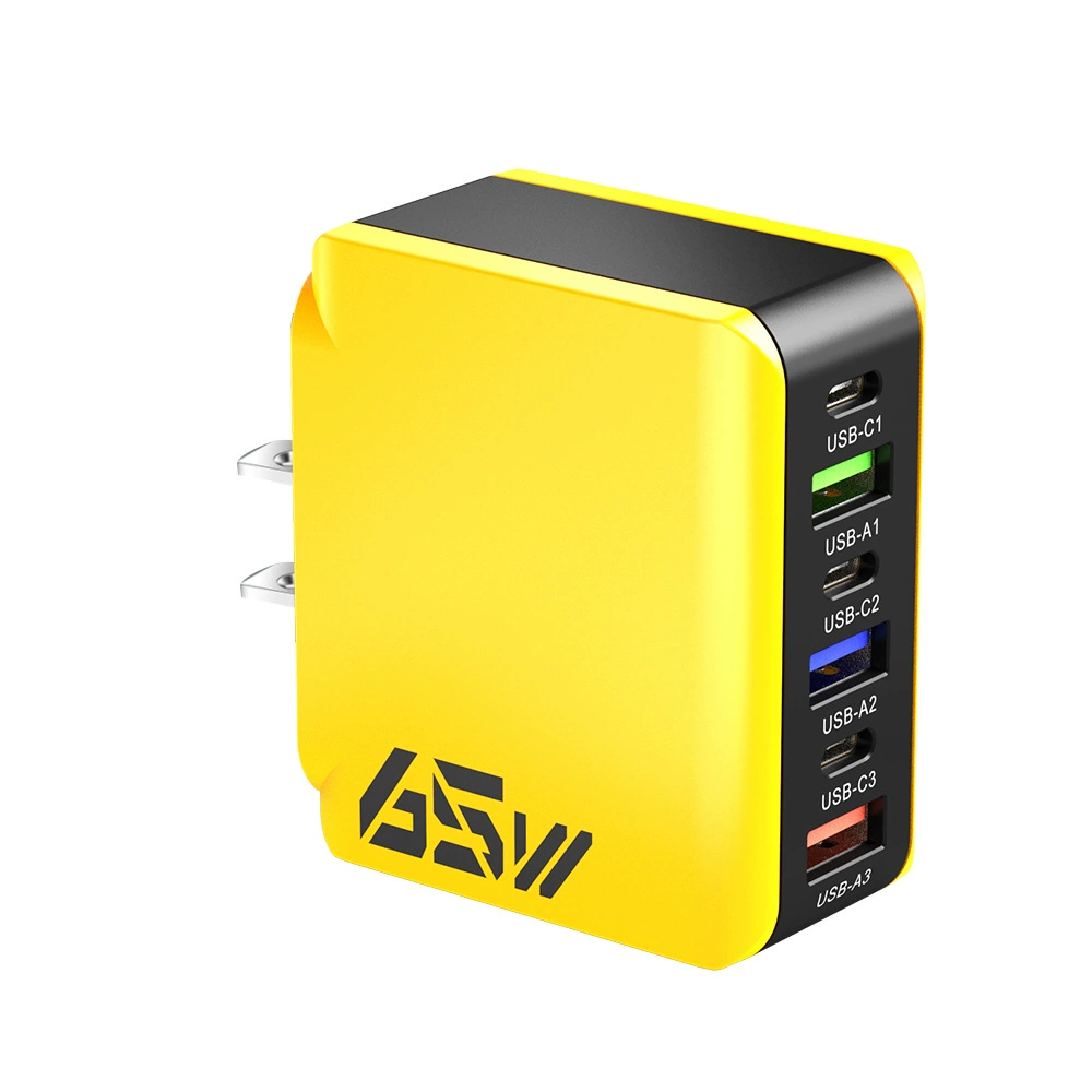 Кросс-бордер 3PD+3USB сетевое зарядное устройство многоразъемное европейский, американский и британский стандарт зарядной головки печатанный адаптер 65W