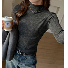 W秋冬季仿羊绒磨毛打底衫女式基础款加厚保暖半高领正肩内搭上衣