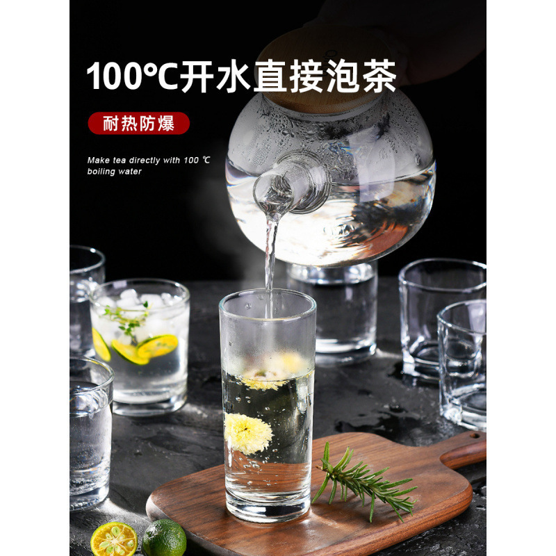 6 tazas de vidrio resistente al calor engrosado tazas de agua transparentes caseras tazas de té de burbujas de cerveza tazas de licor