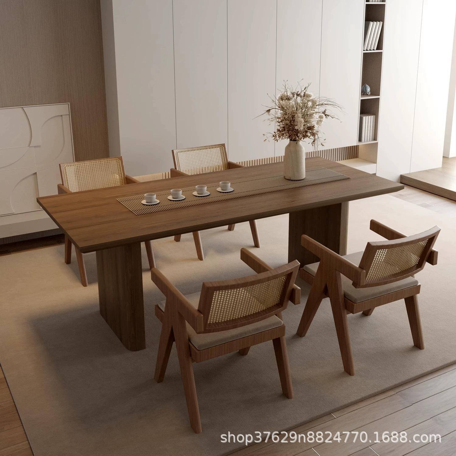 Современный простой стиль из цельного дерева чайный стол и стулья комбинация домашнего чайного стола