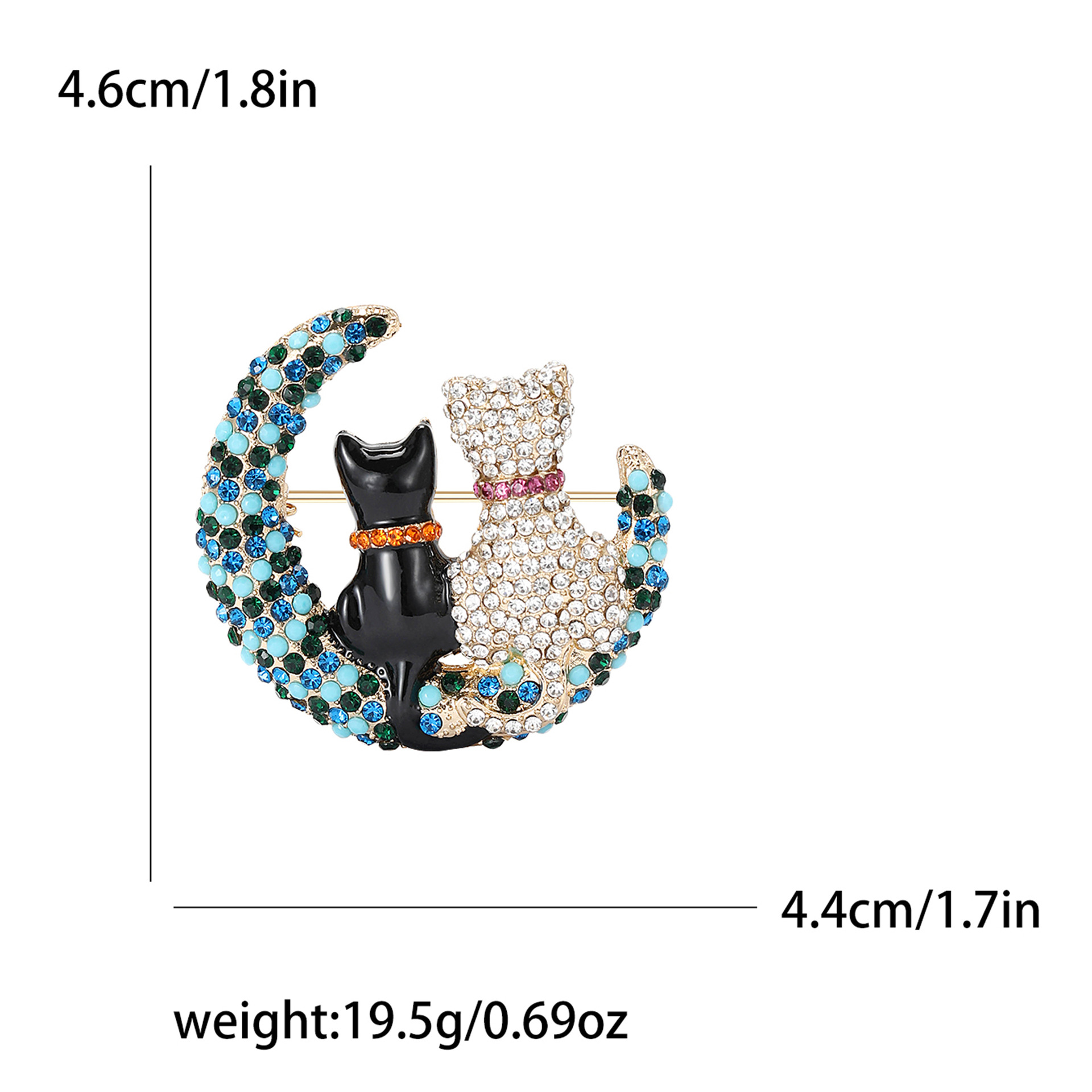 Brooches Classification Casual, Holiday, Date Occasion Cute Pin Moon Cat Alloy Inlay Rhinestones Women's Brooches