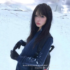 藏青色半拉链麻花毛衣女春秋冬修身显瘦设计感软糯温柔百搭针织衫