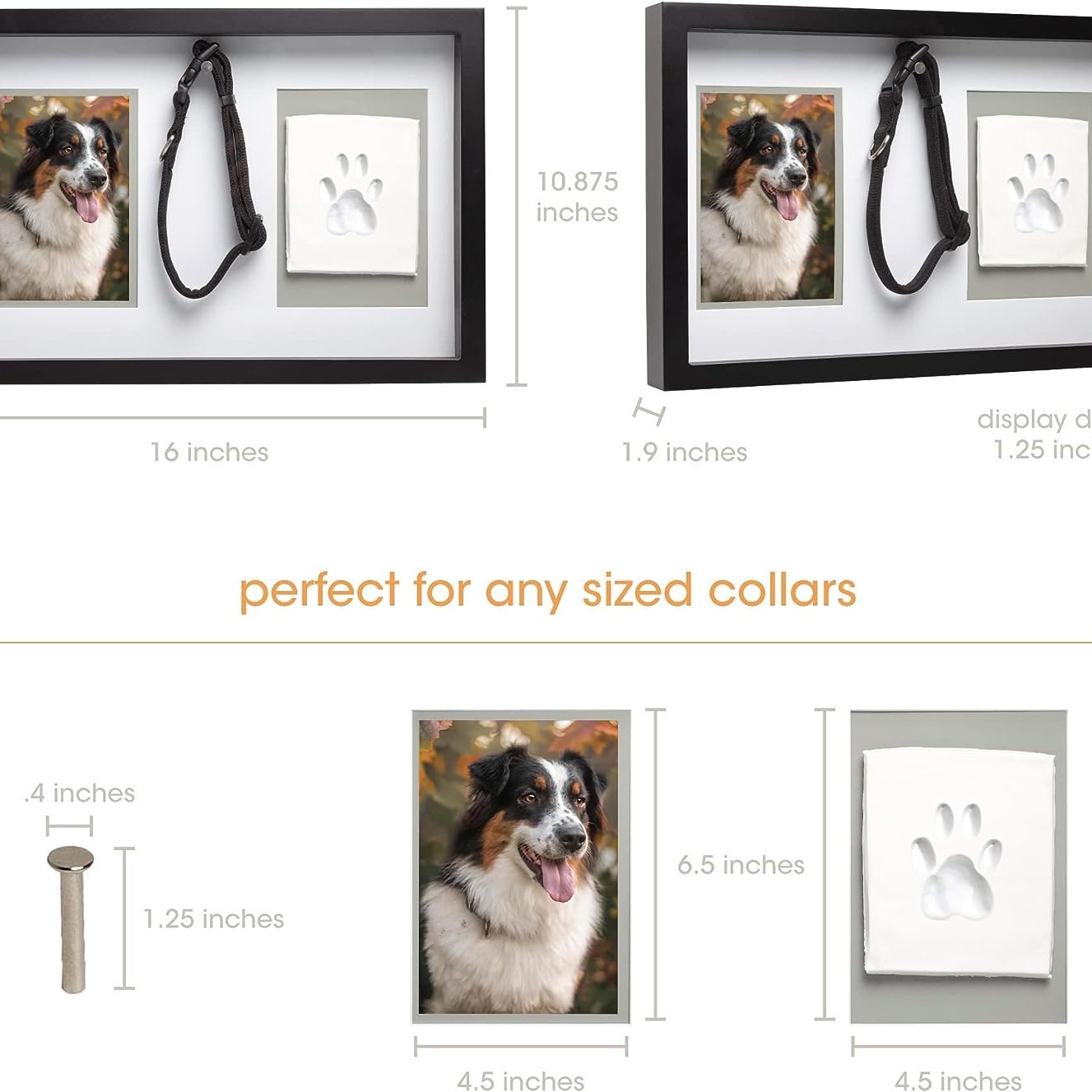 Mascota mano y pie impresión foto marco gato pata impresión pie impresión arcilla DIY perro Palma impresión conmemorativa foto marco Decoración