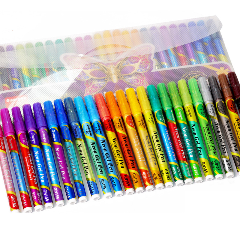 24-color Flash gel pen glitter oily nail pen hand account color Mark pen Guangna GN155 suit 24-color Flash gel pen glitter oily nail pen hand account color Mark pen Guangna GN155 suit