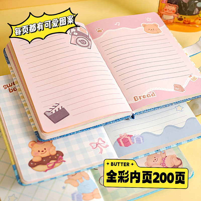 Cuaderno de mano caricatura portátil portátil cuaderno de notas de chicas cuaderno de notas suave pu lindo diario