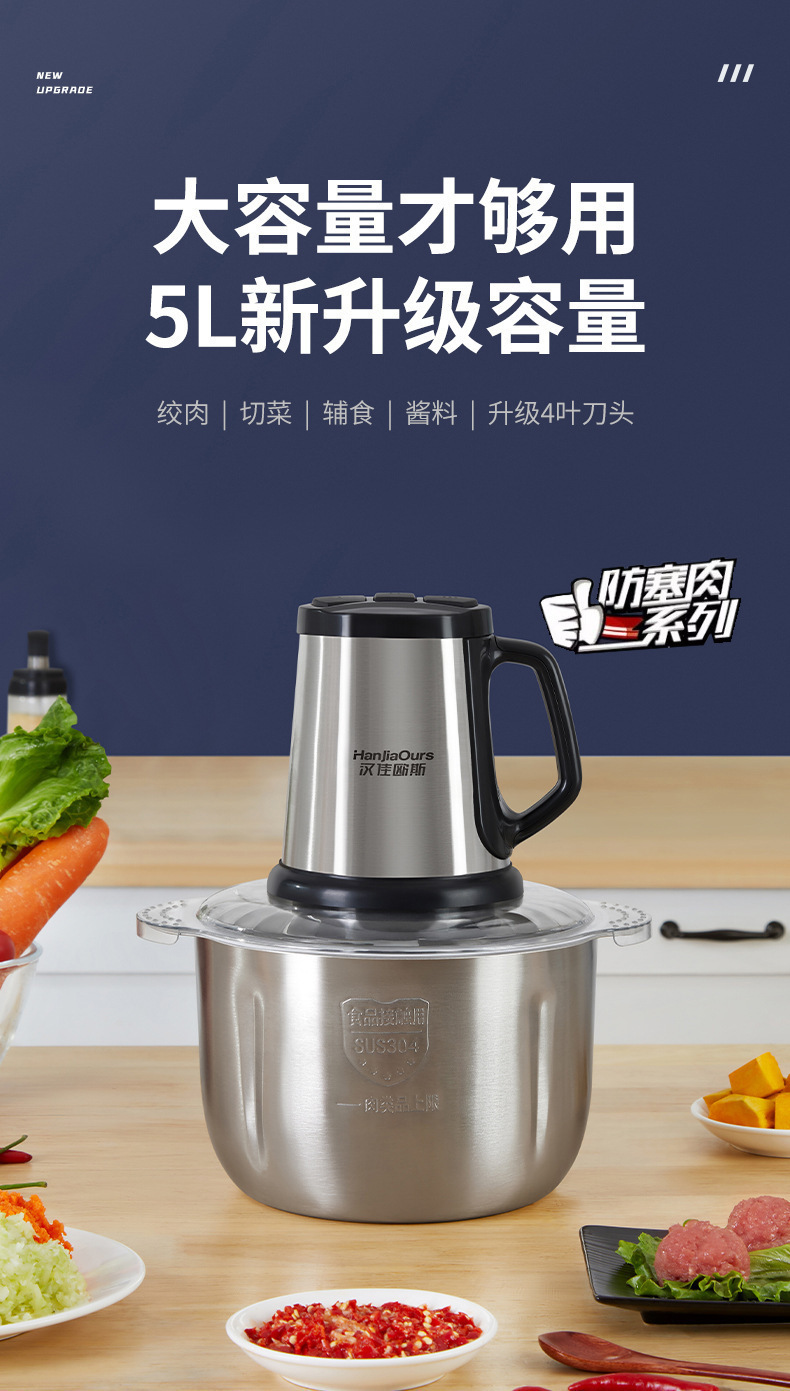 新款大功率家用绞肉机商用多功能料理机和面辣椒蒜姜肉泥机粉碎机