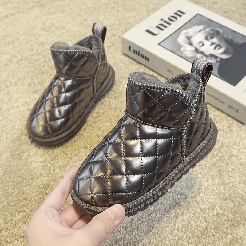 Botas de neve, botas de pelúcia de inverno para meninas, botas de inverno impermeáveis e quentes para crianças de meia-idade, sapatos de algodão do nordeste_voghion.com