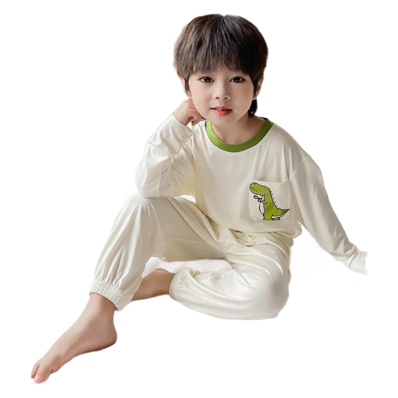 맞춤형 지원 세대 소년 잠옷 2024 년 봄과 가을 새로운 어린이 가정 옷 세트 잘 생긴 투피스 세트 지원