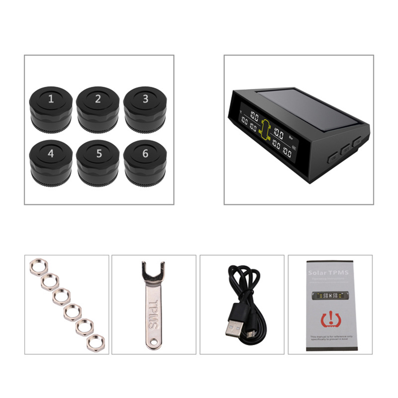 Car intelligent convenient tire pressure monitor six-wheel high-precision tire pressure detector truck RV TPMS