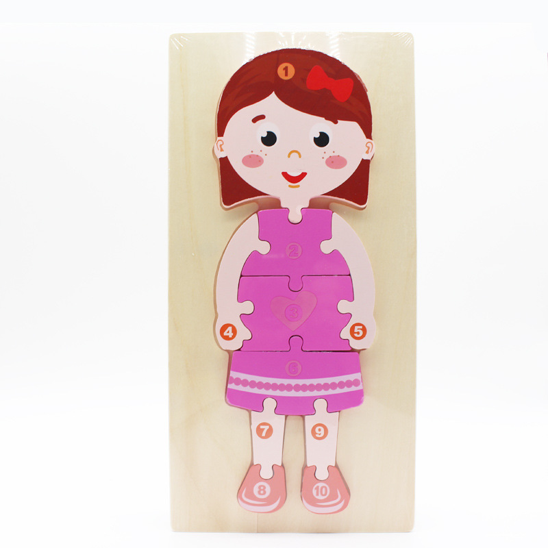 Rompecabezas tridimensional de madera 3D bloques de construcción rompecabezas de dinosaurio de juguete educación temprana animal piezas grandes de herramientas de transporte niños cognitivos