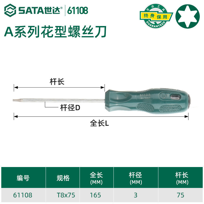 Shida Tools ドライバー 自動車修理専用 クロス型 工業用グレード フラット口 小型トルクスドライバー 62312|undefined