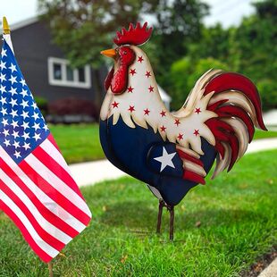 Metal Patriotic Rooster Statue�����u�����Ց����b�