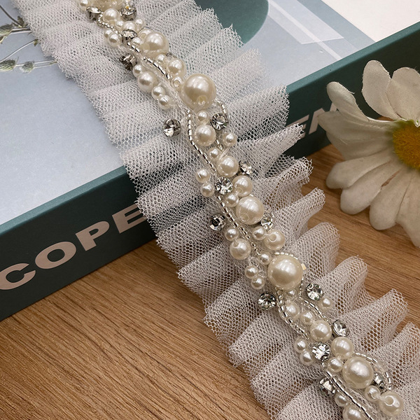 Pearl pressure folding side handmade beaded rhinestone pearl pearl…