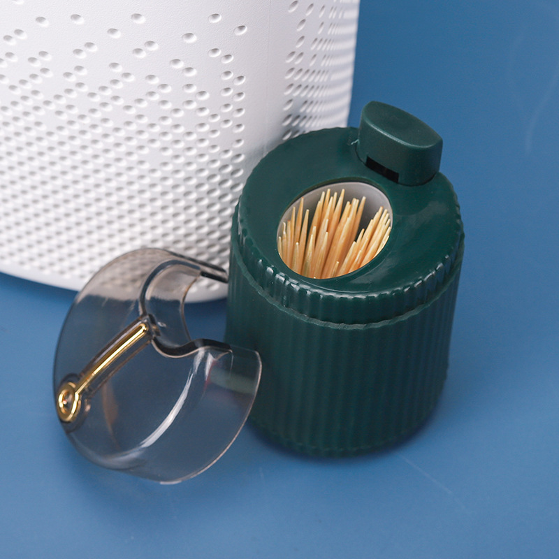 Luz creativa caja de palillo de dientes de lujo automático pop-up titular de palillo de dientes tipo de prensa automática botella palillo de dientes del hogar tarro