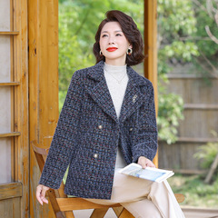 妈妈秋冬装洋气上衣2025年新款中老年女气质时尚洋气外套格子开衫