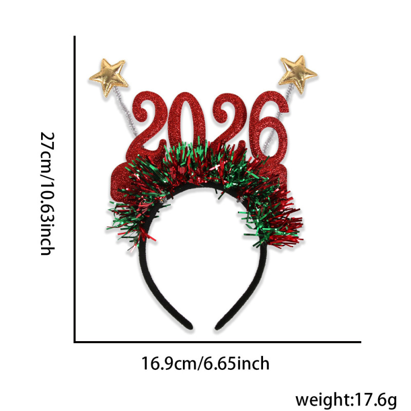 クリスマス 2026 デジタルヘッドバンド大晦日新年装飾ヘッドバンドスターカラーストリップホリデーパーティーヘッドバンドヘッドバンド|undefined