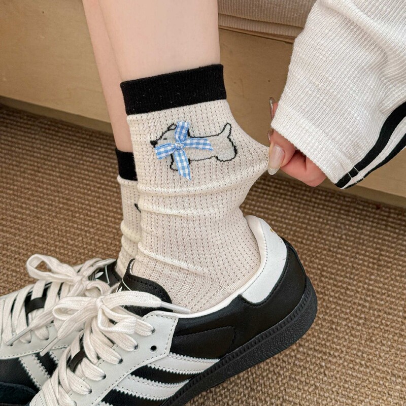 Bow Puppy Socks Women's Mesh Mid-tube Women's Socks Cartoon Wave Dot Striped Fresh Women's Mid-tube Socks Bow Puppy Socks Women's Mesh Mid-tube Women's Socks Cartoon Wave Dot Striped Fresh Women's Mid-tube Socks