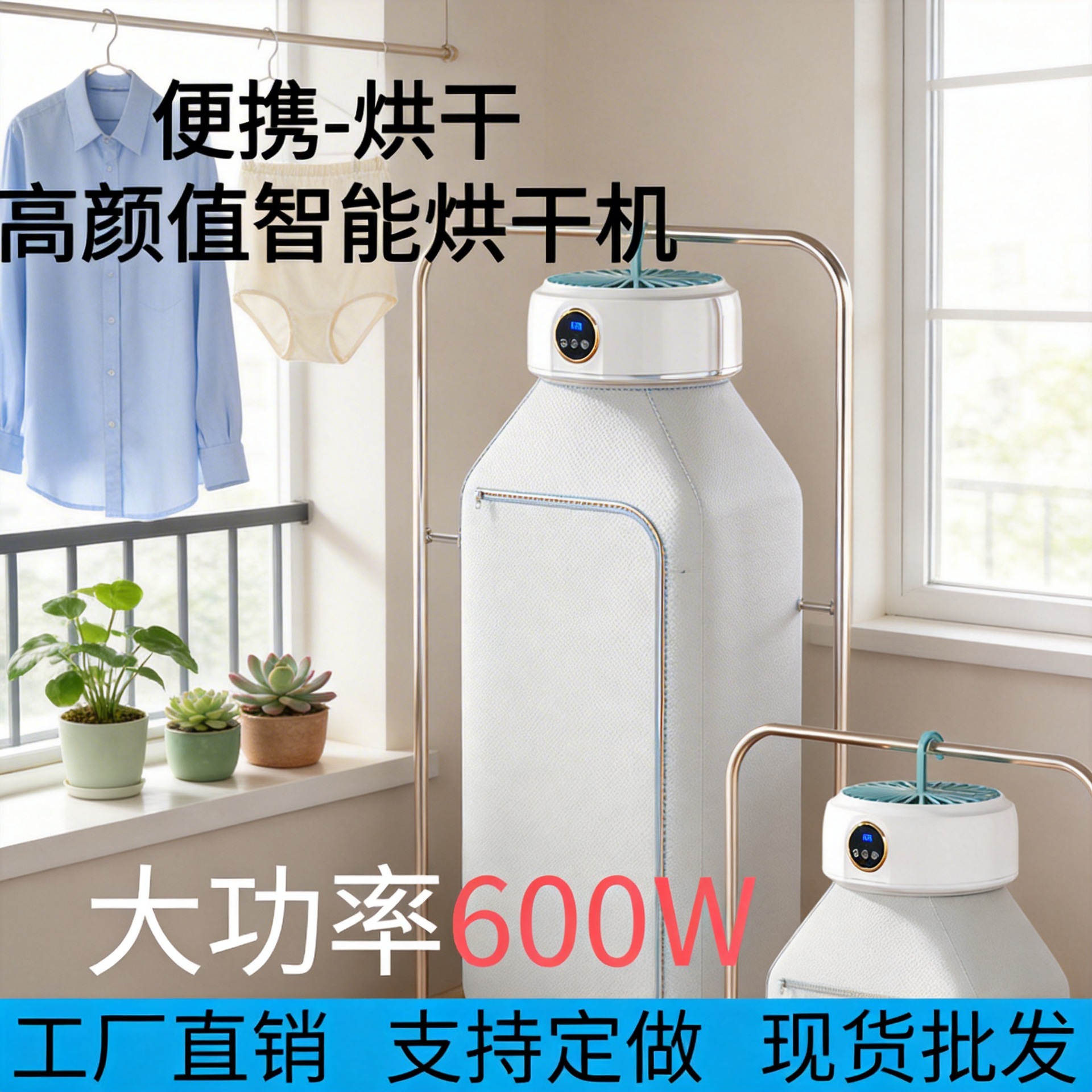 New Model of Clothes Dryer, Small Size, for Home Use, Suitable for Dormitories, Foldable and Portable, for Baby Clothes, with Remote Control