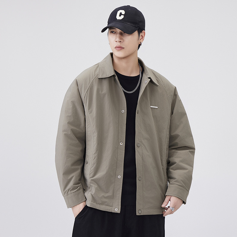High-end 90 chaqueta blanca de plumón ligera chaqueta de entrenador de invierno masculino chaqueta de estilo americano retro marca de moda abrigo de solapa casual