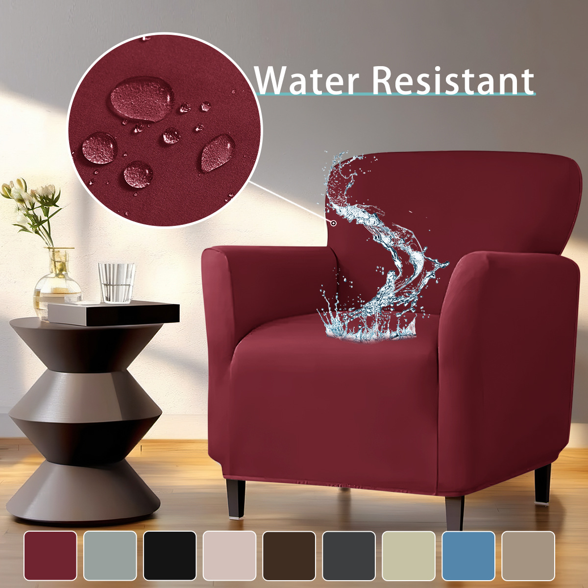 SHEIN en stock sofá cubierta impermeable de seda de leche pequeña cubierta de sofá elástica de color sólido cubierta de sofá de una sola persona