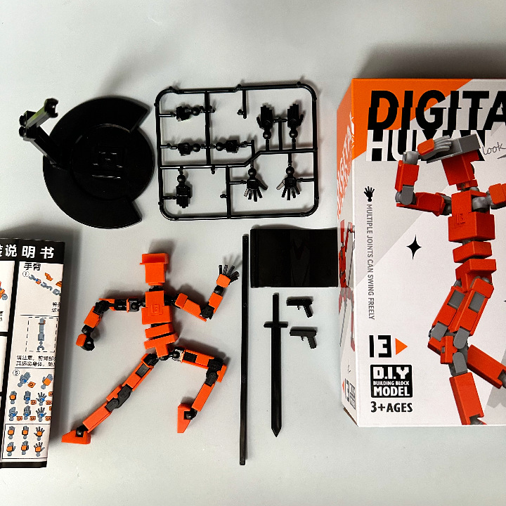 업그레이드 된 ABS 인형 [블랙 브래킷이있는 컬러 박스]-활력 오렌지 레드