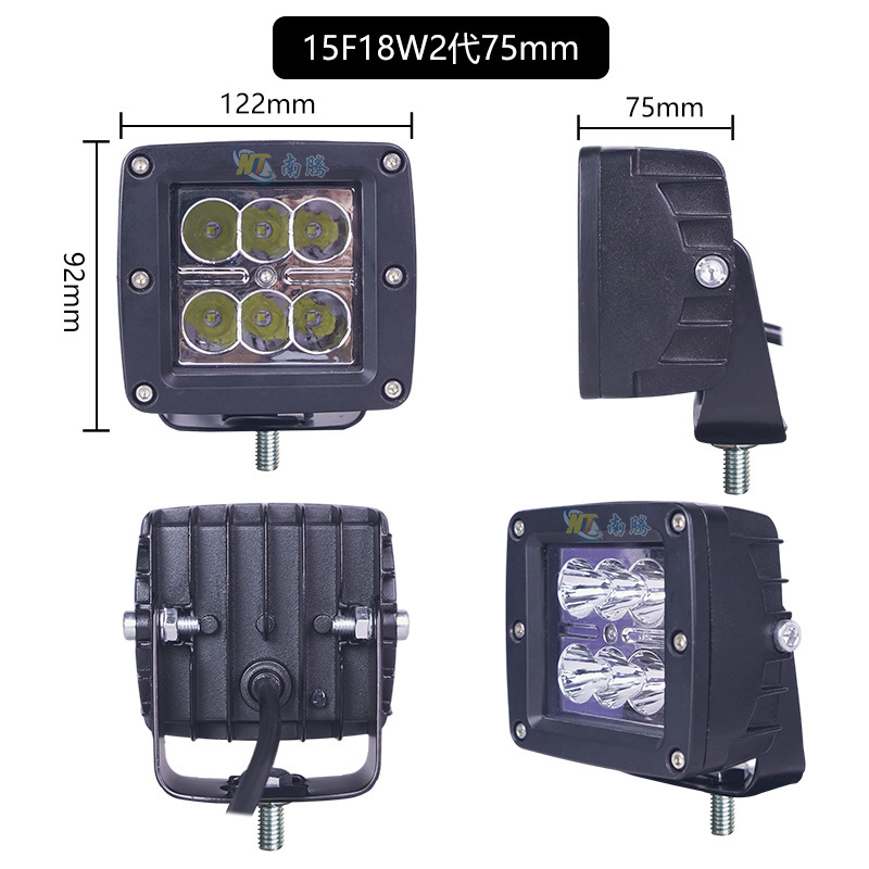 Vehículo todoterreno de alto brillo 6 perlas LED luz de barra delantera luz superior se puede incorporar en el automóvil transformar el foco 12W cuadrado luz de trabajo