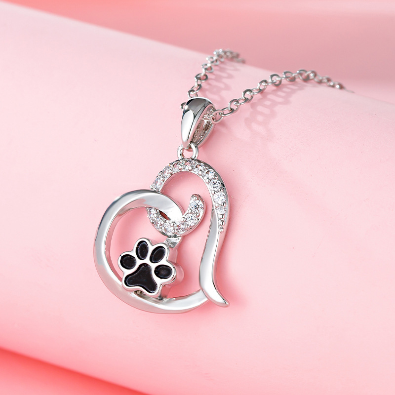 유럽과 미국 국경 간 보석 패션 애완 동물 개 발톱 목걸이 사랑 발자국 펜던트 아마존 AliExpress 공급