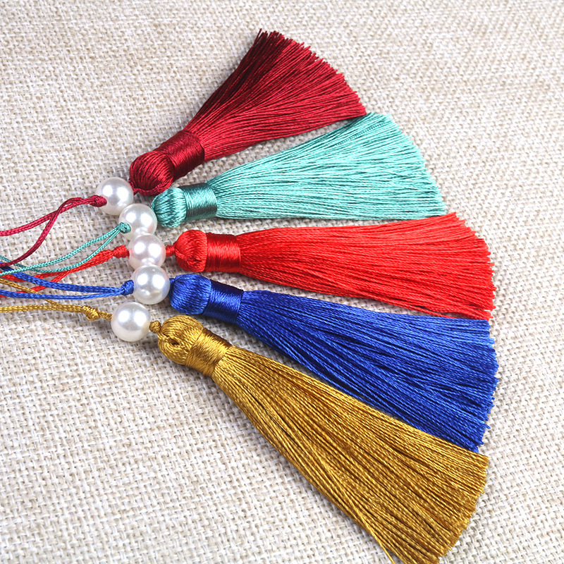 廠家直供8厘米短胖流蘇加珍珠吊穗 香包服裝服飾書籤配飾diy吊穗