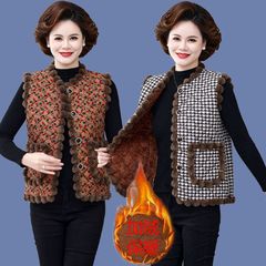 批发冬季女士加绒马甲时尚宽松无袖坎肩洋气中老年外穿马夹女代发