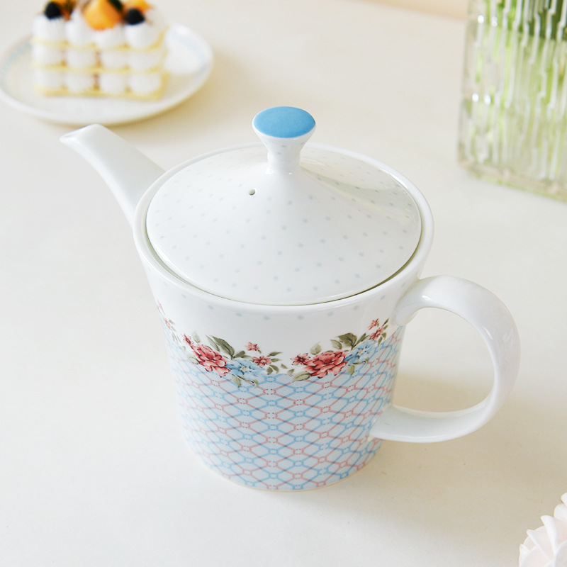 Flores románticas de alto valor de la cara cerámica tetera de té de hueso tetera de agua casada cerámica nueva casa tetera de gran capacidad tetera de agua fría tetera de café