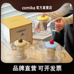 Coka口のカチカチとした元気な水筒は高温大容量の高颜値泡花果茶漏れ養生高ホウ素シリコンガラスである