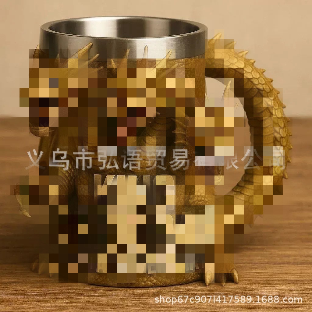Cross-border New Godzilla Resin Mug Cross-border Stainless Steel Coffee Cup Creative Resin