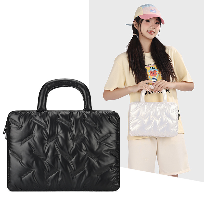 New cross-border autumn and winter down cotton jacket bag 14inch laptop bag casual commuter tote handbag for women New cross-border autumn and winter down cotton jacket bag 14inch laptop bag casual commuter tote handbag for women