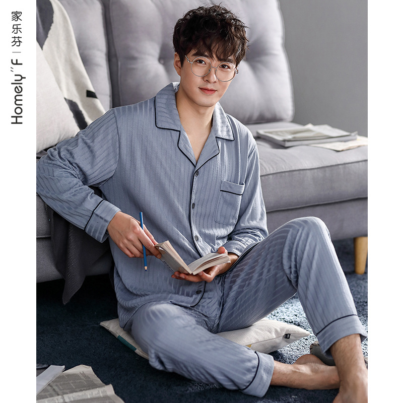 Pijamas hombres primavera y otoño 100% algodón de manga larga homewear verano Delgado aire acondicionado ropa suelta más traje de tamaño