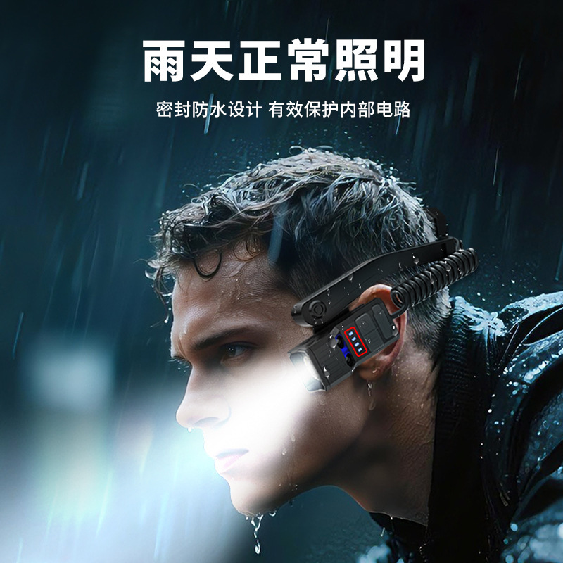 跨境新款侧挂耳感应头灯USB充电户外便携夜钓骑行多功能LED头灯|undefined