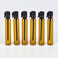 1ml遮光茶色ガラスエッセンシャルオイル分注ボトル試用用香水瓶滴棒茶色サンプルボトルポータブル空ボトル