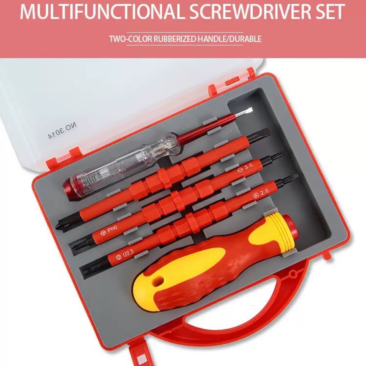 5合一绝缘多功能两用螺丝起子带电笔带磁电工绝缘螺丝刀工具套装