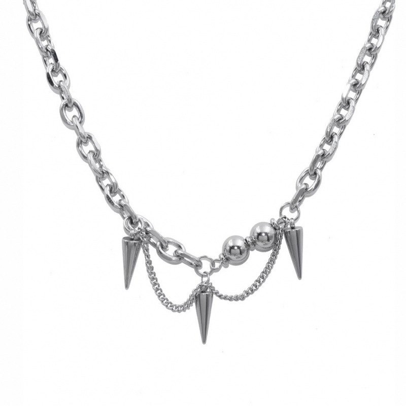 Halskette mit Quastennieten aus Titanstahl, Herren-Punk-Stil, Hip-Hop-Anhänger, Nischendesign, minimalistische Schlüsselbeinkette, Damen_voghion.com
