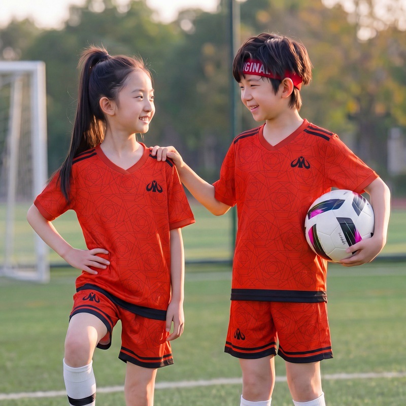 Uniforme de fútbol infantil, pantalones cortos de mangas cortas, niños y niñas, uniformes de entrenamiento de equipos, camisetas, uniformes transpirables image 3