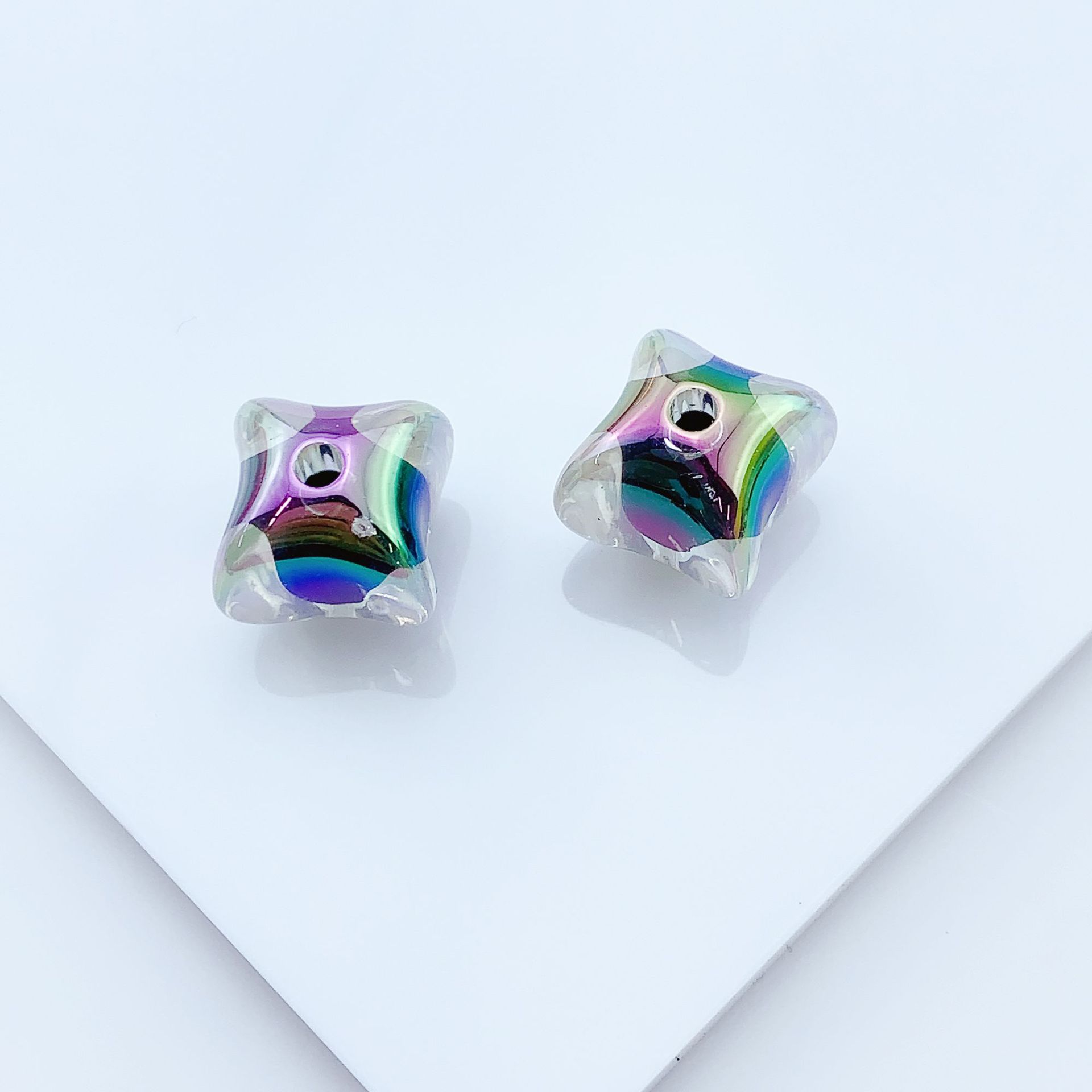 Cuentas de acrílico UV plateado serie oscura con agujero recto, para DIY pulseras, collares, cadenas de teléfono móvil y accesorios de joyería.