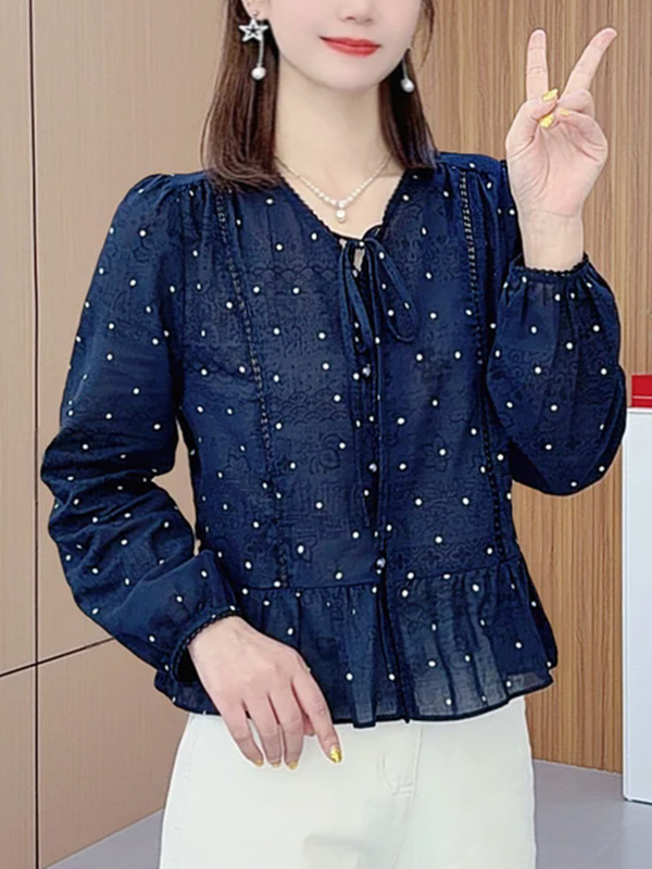 2025秋季新款开蝴蝶结长袖小衫设计感潮流高级百搭上衣女A7095|undefined