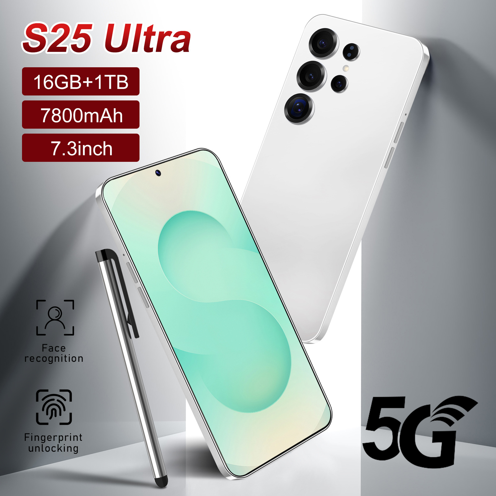 热销款S25跨境手机7.3寸16+1T一体机全面屏外贸智能手机现货代发