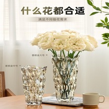水晶玻璃花瓶摆件客厅透明插花玫瑰感鲜花百合餐桌插花瓶